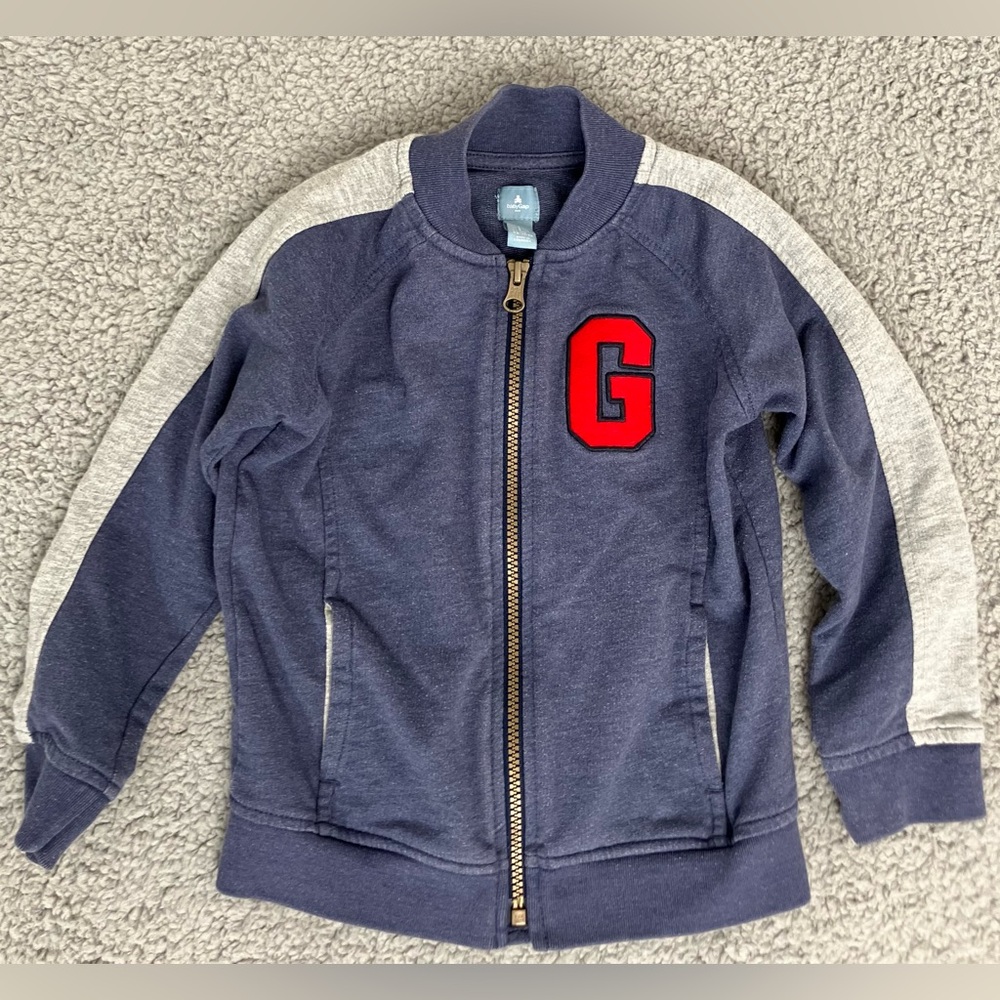 Baby Gap Blue Gray with Red G Letterman Jacket Size 5 YRS